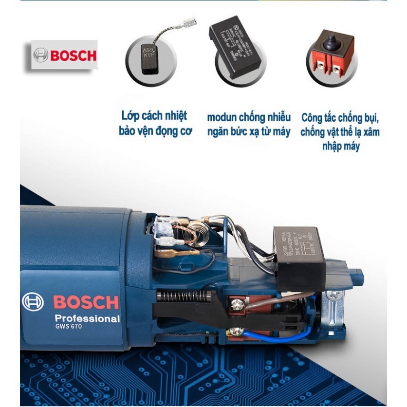 Máy Mài Bossh 670w, Máy Mài Góc, Máy Cắt Cầm Tay - Hàng Công Ty