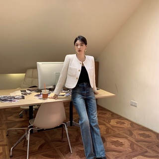 (SẴN) Áo dạ tweed viền 3 cúc