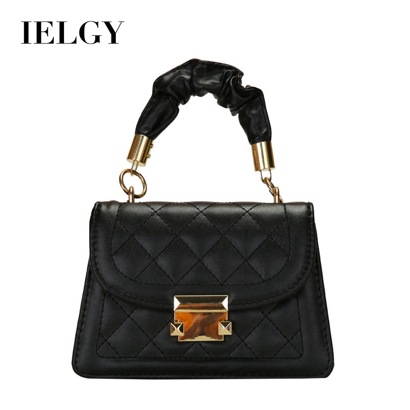 Túi xách tay đeo vai IELGY da PU họa tiết gân sọc kim cương thời trang dành cho nữ