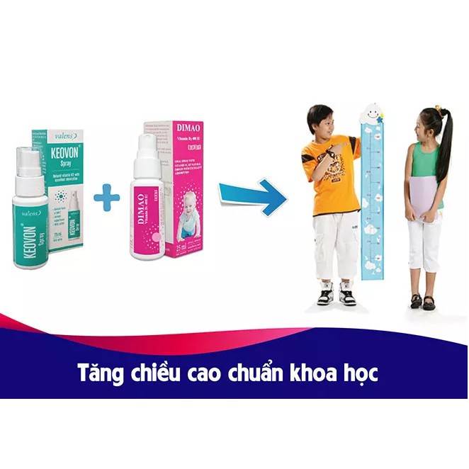 Combo Tăng Chiều Cao Cho Trẻ Dimao Vitamin D3 + Keovon Vitamin K2 ( Có quà tặng)