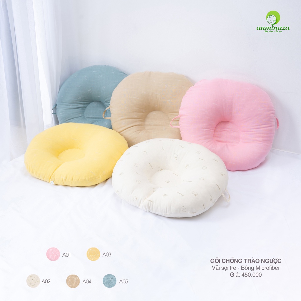 Gối chống trào ngược 80x80cm vải sợi tre bông Microfiber Anminaza cao cấp