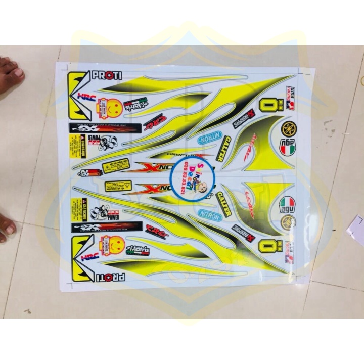 ( Quí khách vui lòng mang ra tiệm cho thợ dán ) Tem exciter 2010 lửa trắng xanh ngọc