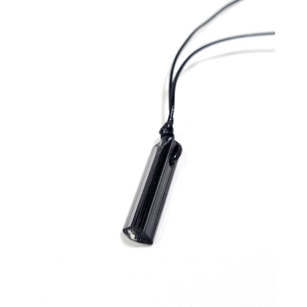 Dây chuyền Black Tourmaline thô tự nhiên dây rút điều chỉnh độ dài unisex