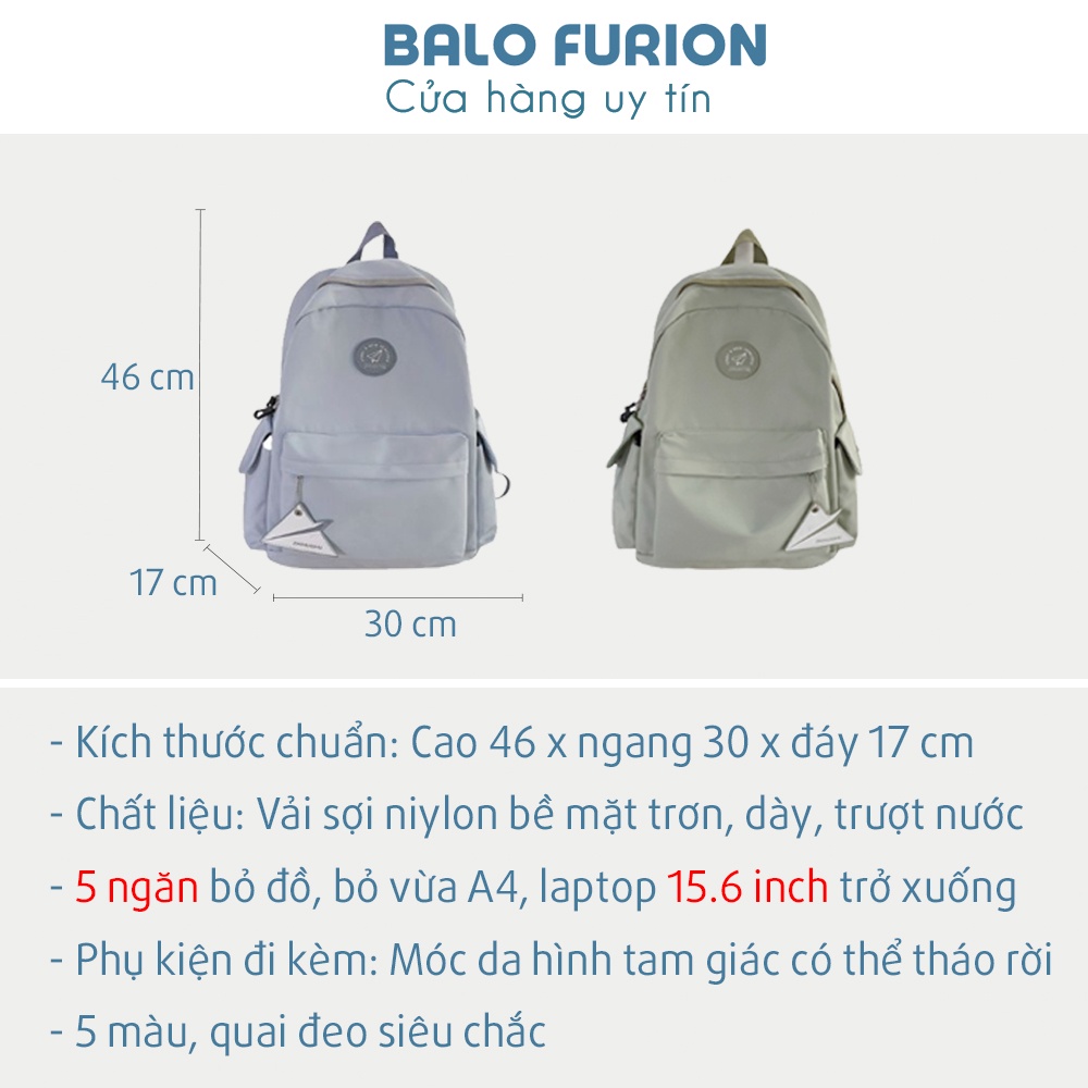 Balo Nữ Đi Học Cao Cấp Zhihuisu Vải Trơn 5 Màu, Balo Bỏ Vừa Laptop 15 Inch