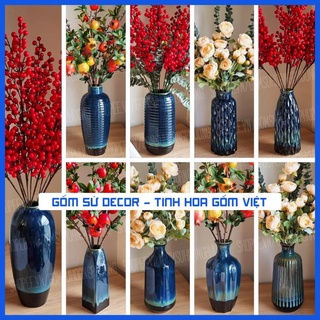 Lọ hoa gốm sứ men hỏa biến xanh vân đá Bát Tràng cỡ lớn - Gốm Sứ Bát Tràng