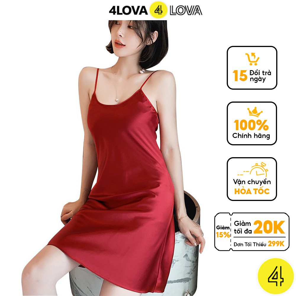 Váy ngủ 2 dây lụa satin cao cấp 4Lova mềm mịn, quyến rũ - Hàng nhập khẩu p