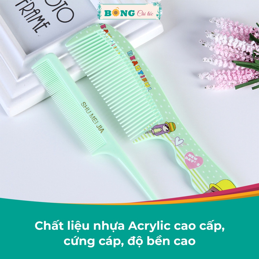 Set lược chải tóc 2 chiếc họa tiết hoạt hình nhiều màu phong cách chibi dễ thương LCT10 - Lược BÔNG Cài Tóc