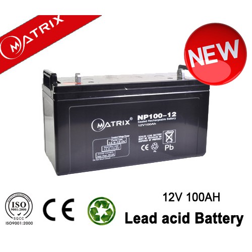 Bình Ắc Quy Khô 12V 100Ah Matrix NP100-12 Hàng Mới 100%