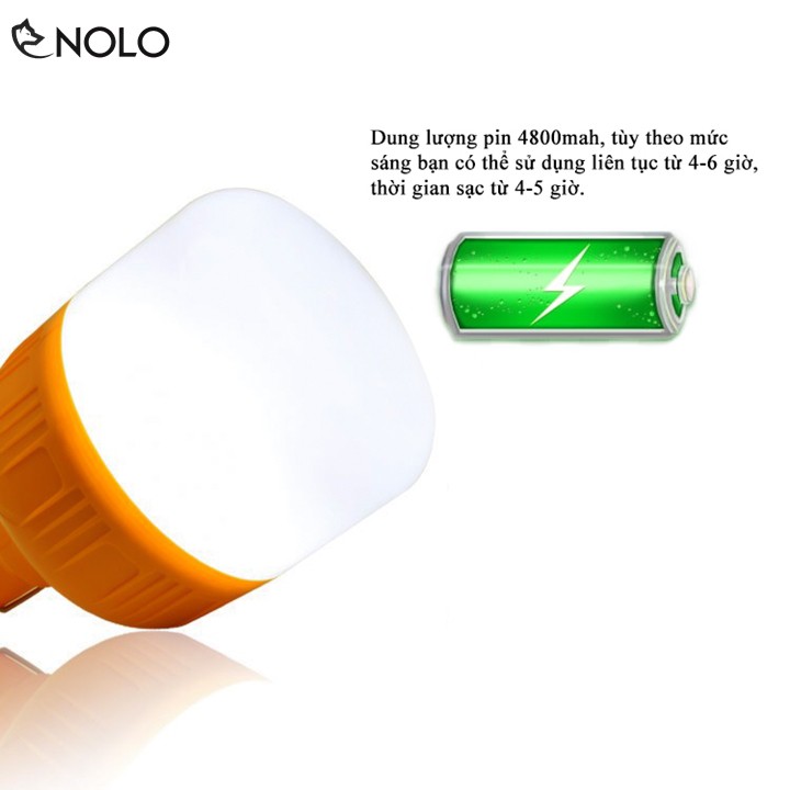 Bộ Đèn Bulb Tích Điện Pin Sạc 2 Chế Độ Model BU02 Công Suất 150W Dung Lượng Pin 4800mah Màu Ánh Sáng Trắng 6000K