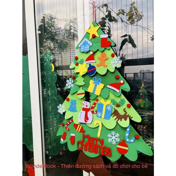 CÂY THÔNG NOEL vải dạ TẶNG KÈM ĐÈN NHÁY VÀ 32 PHỤ KIỆN Quà giáng sinh 2021 cho bé đồ trang trí noel