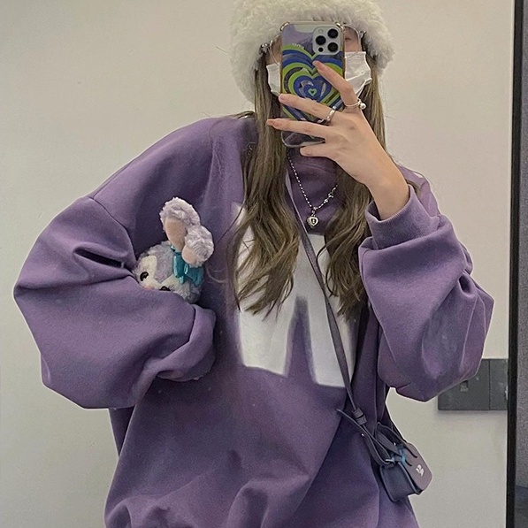 【ZHELIHANGFEI】Áo Thun Sweater Tay Dài Kiểu Mỹ Thiết Kế Trẻ Trung Cá Tính