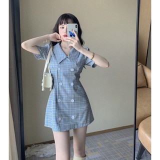 Đầm Vest Caro Tay Phồng Ulzzang