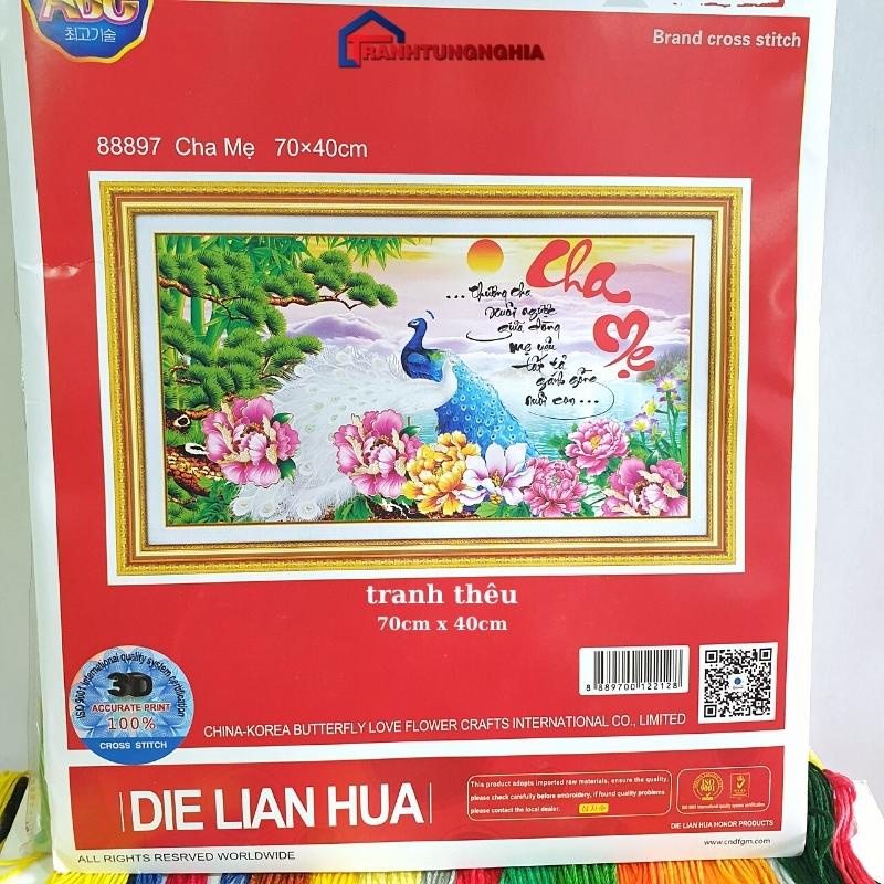 Tranh đính đá, tranh thêu chữ thập cha mẹ