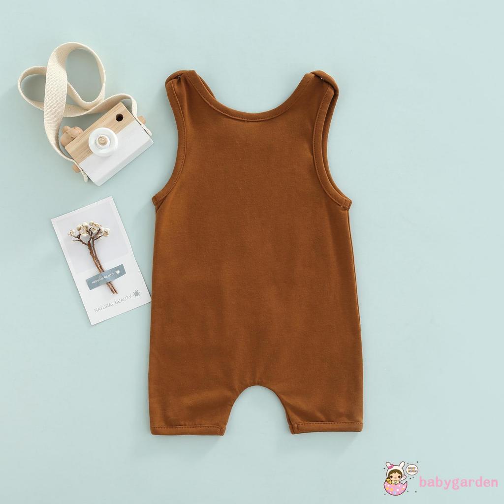 Bộ Áo Liền Quần Hai Dây Màu Sắc Trơn Thời Trang Mùa Hè Dành Cho Bé Trai 0-3 Tuổi