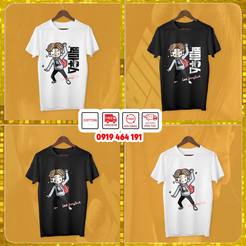 Áo thun Lee Jong suk, áo big mouth, phong cách hàn quốc, nam nữ unisex, vải mịn mát, in cao cấp