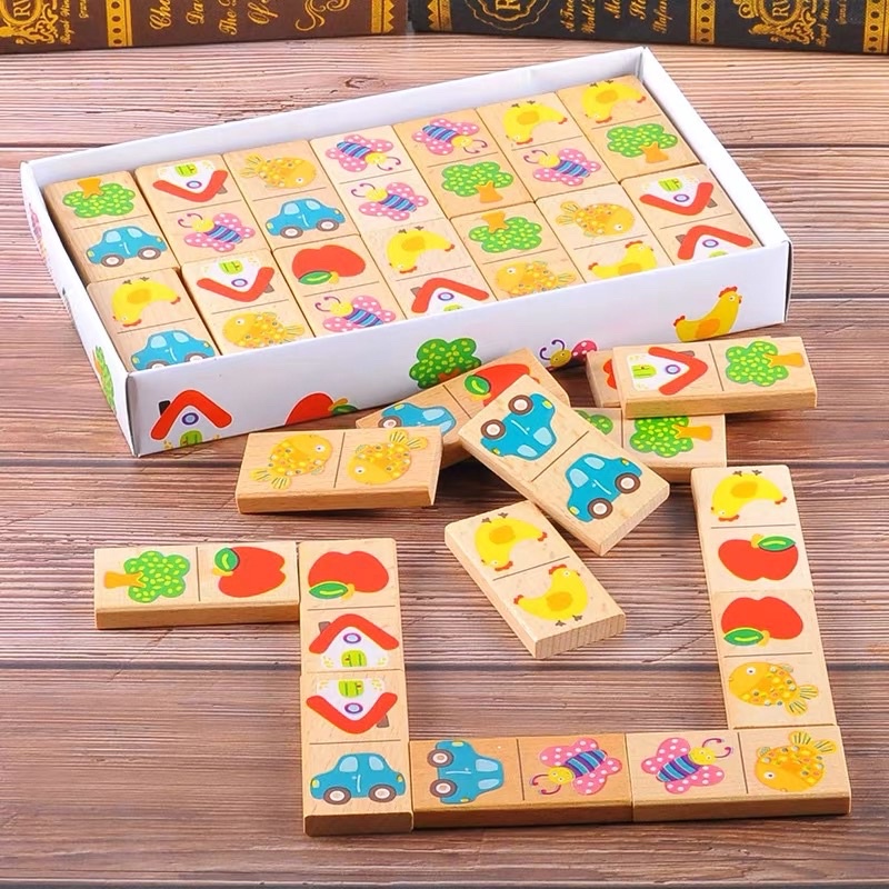 [Mã LIFE0503TOYS giảm 10% đơn 0Đ] Đồ chơi Domino hoa quả, động vật, giao thông tìm cặp giống nhau