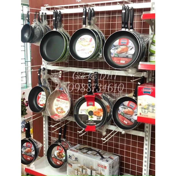 Kệ treo chảo trong siêu thị Cao 1m8 dài 90cm