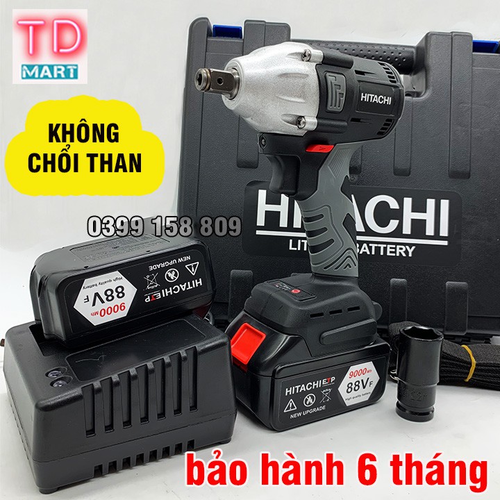 Máy Siết bulong, bắt vit Hitachi 88V Không Chổi Than Pin 10Cell