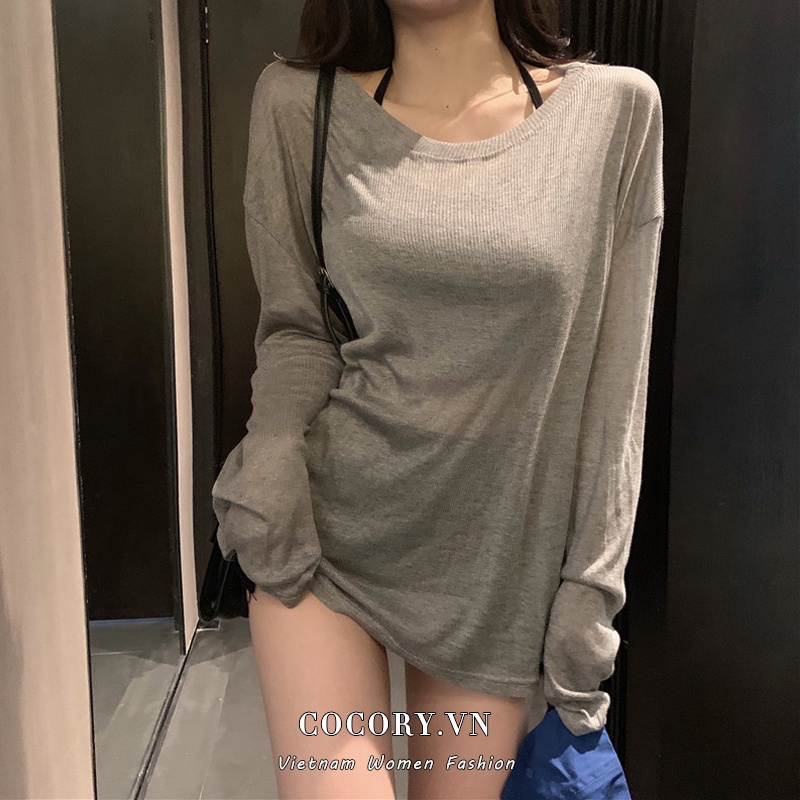 【Cocory】 Áo Thun Thời Trang Tay Dài Dạng Rộng Rãi Năng Động