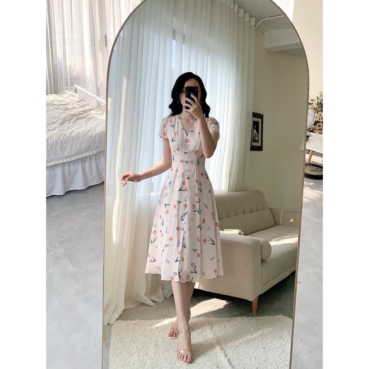 Đầm họa hoa tuy lip e1237