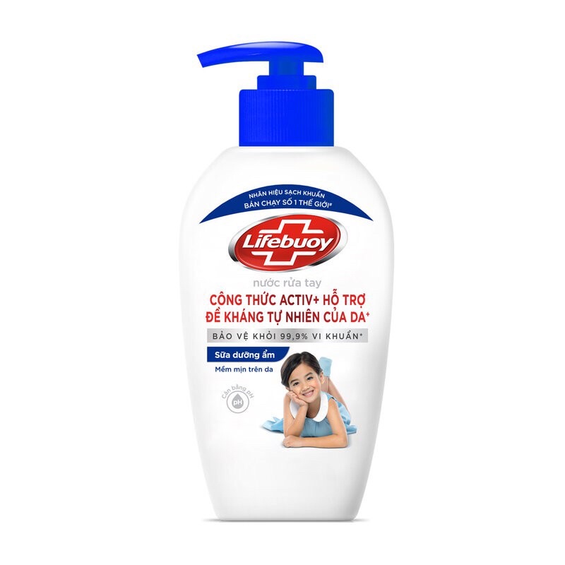 Nước rửa tay LIFEBUOY màu xanh  chai 500g   và 180g bảo vệ vượt trội 10 khỏi vi khuẩn