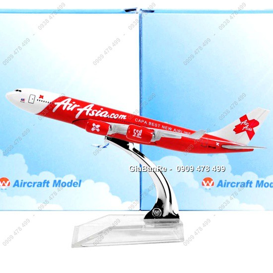 Máy Bay Mô Hình Kim Loại Air Asia X - 16cm Kèm Đế Mica - 8908