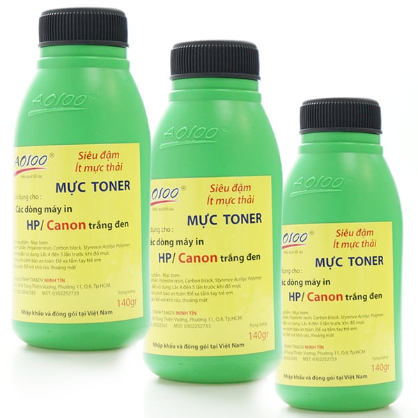 Chai mực in laser AO 100 siêu đậm ,ít mực thải trọng lượng 140gr-100
