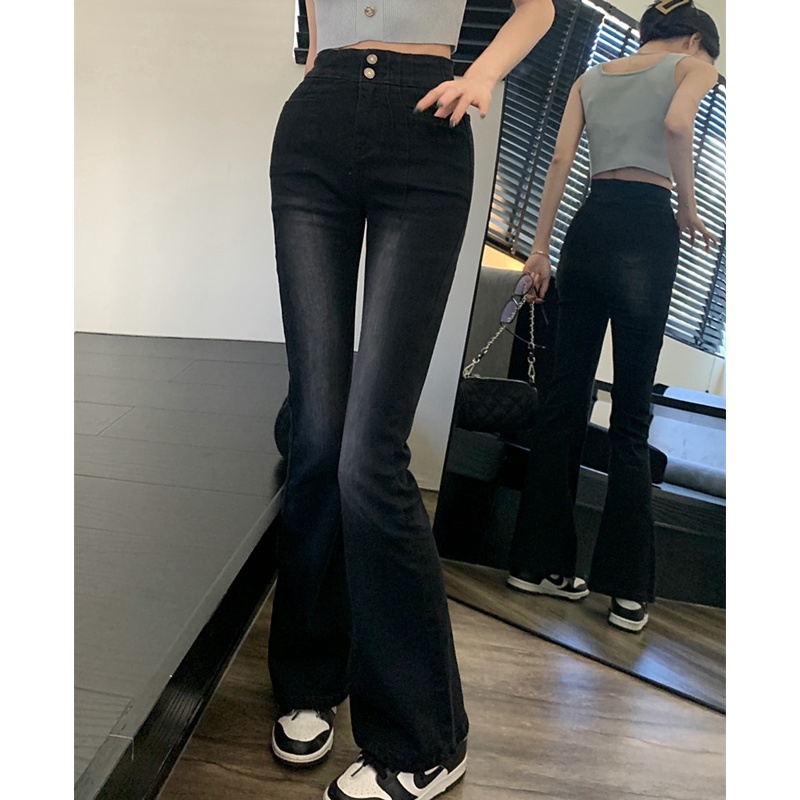 Quần Jeans Nữ Lưng Cao Ống Loe Thời Trang