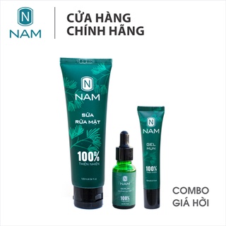 Bộ Sản Phẩm Chăm Sóc Da NAM Thiên Nhiên Việt (Sữa Rửa Mặt 120ml, Serum Dưỡng Da 20ml, Gel Mụn 15ml)