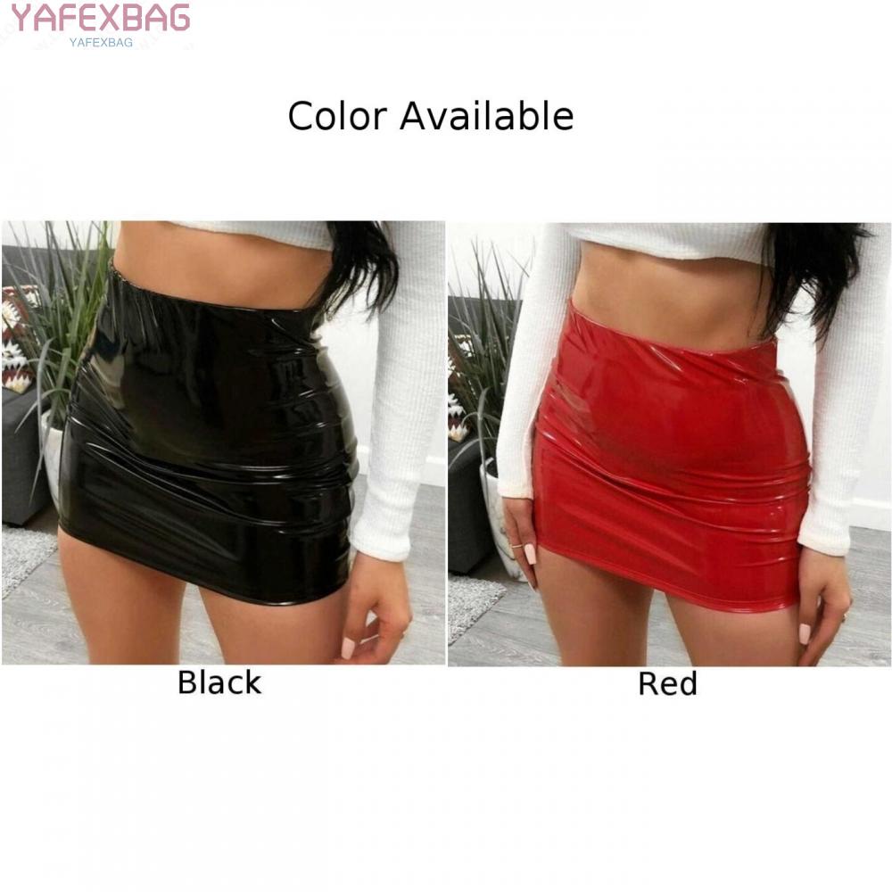 【Lomc】Womens PU Bodycon Mini Skirt Ladies Night Out Party Wet Look Pencil Skirts brand new and high quality