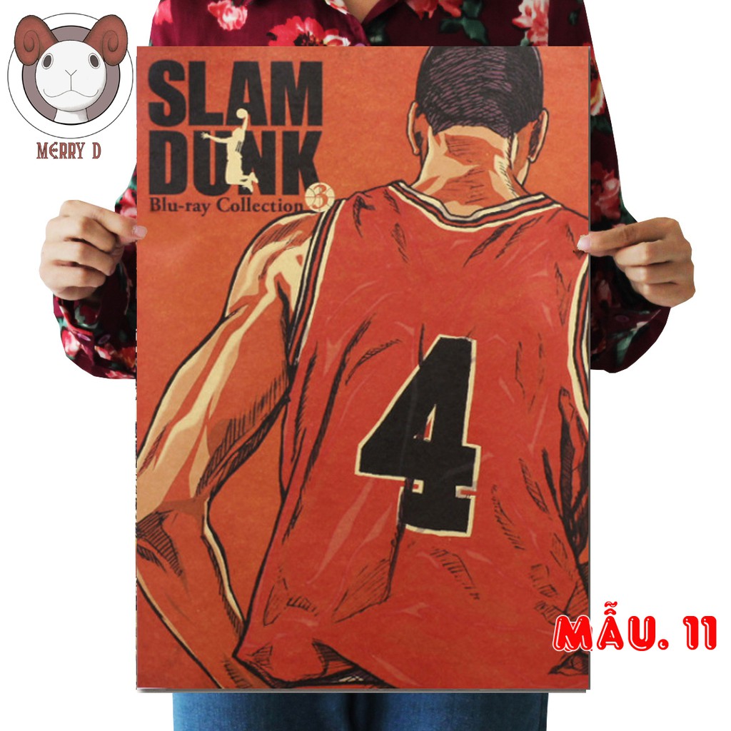 POSTER 51x36cm SLAM DUNK Vintage - HANAMICHI HARUKO SHOHOKU BÓNG RỔ ANIME - Poster Trang Trí Vintage