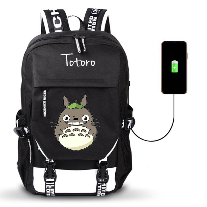 Balo Khóa Trắng Vát in hình MY NEIGHBOR TOTORO Hàng Xóm Của Tôi Là Totoro anime chibi đi học cặp sách tiện lợi