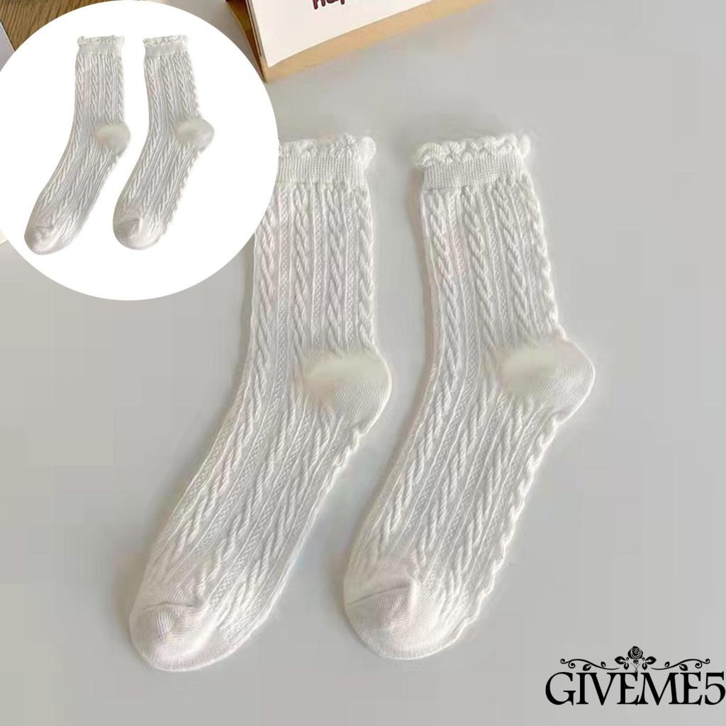 Đôi vớ cotton phối ren màu nâu thời trang thu đông dành cho nữ