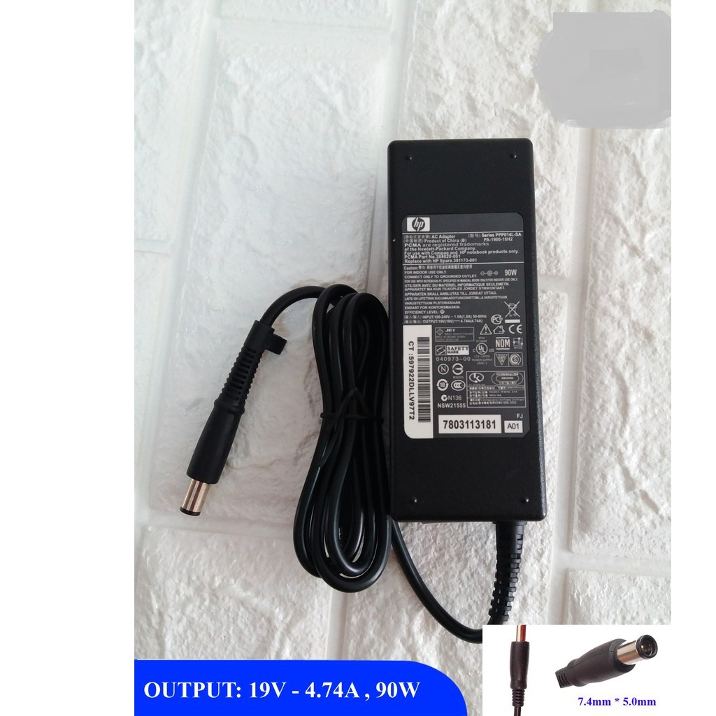 Sạc Laptop HP Compaq CQ40 CQ42 CQ43 CQ60 OUTPUT 19V - 4.74A (90W) Chân Kim To kích thước 7.4mm x 5.0mm - Hàng Nhập Khẩu