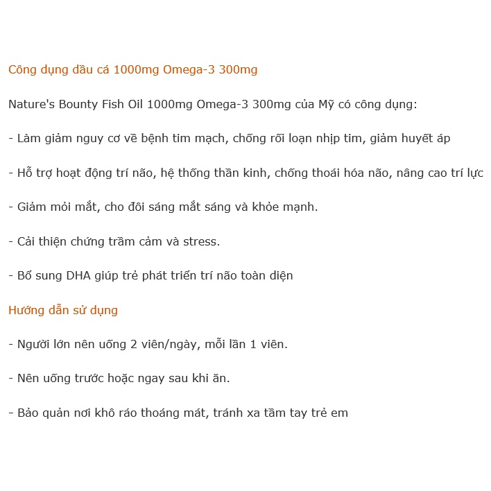 [DATE 2023] Nature's Bounty Fish Oil 1000 mg 300mg Ómega_3 145 / 220 VIÊN