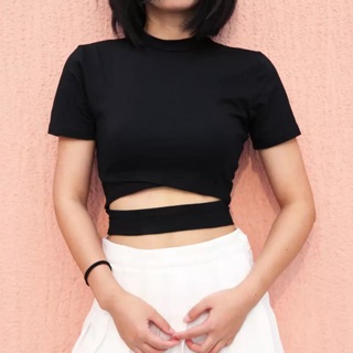 Áo croptop chéo dây eo loại cao cấp