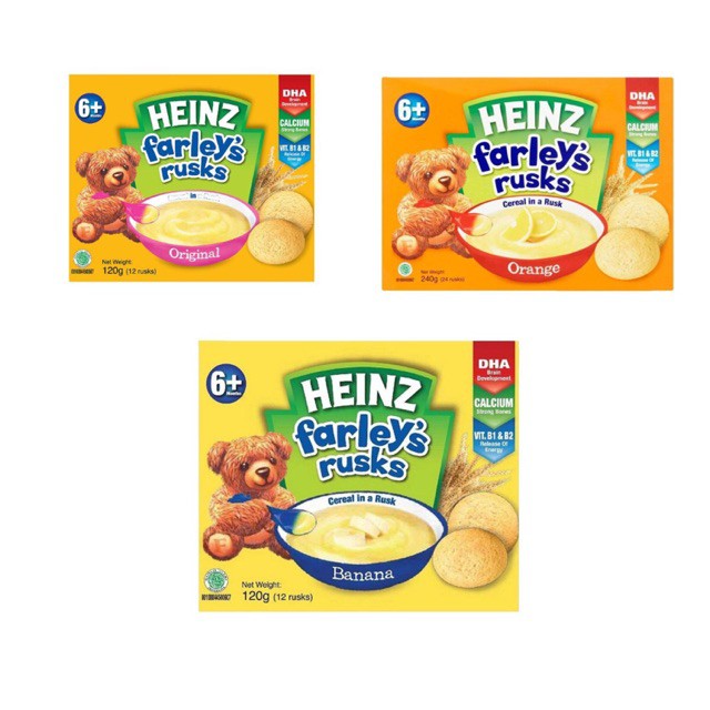 [Nhiều Vị] Bánh Ăn Dặm Heinz Farley's RusksCho Bé 6M+ (120g)