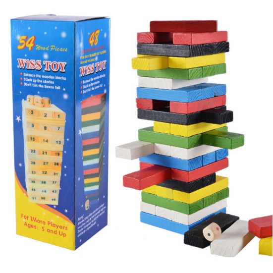 Đồ chơi rút gỗ 54 thanh size vừa cho bé - rút gỗ số - màu