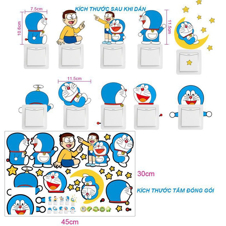 Set 10 hình dán tường Hello Kitty - decal dán công tắc - ổ điện siêu dễ thương AmyShop