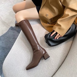 Bốt đùi da gót vuông 5cm⚡️andu store⚡️