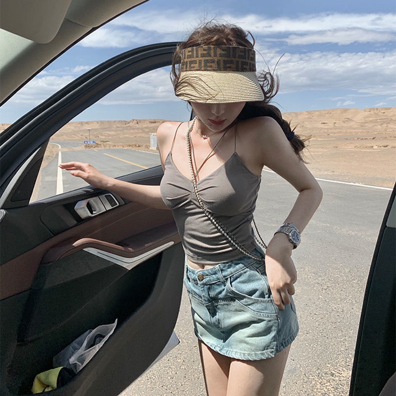 COZOKC COZOK Chân váy jean COZOK dáng chữ A ngắn lưng cao dễ phối đồ thời trang