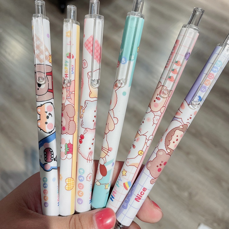 Set 6 bút bi ngòi bút 0.5mm in hình xinh xắn dễ thương