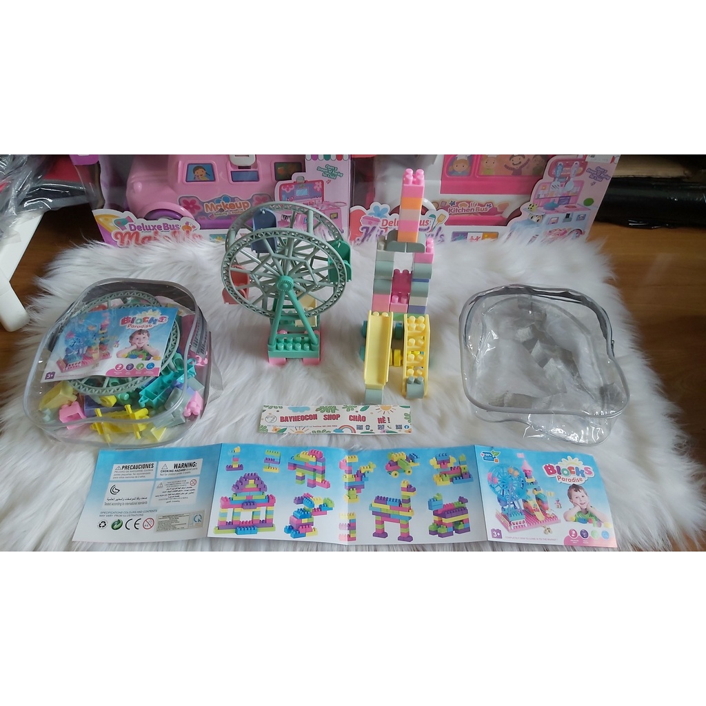 TÚI RÁP BALO NHÀ, XE 1C CHONG CHÓNG 45 MIẾNG Happy Blocks và Block Paradise