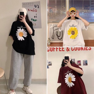 Áo thun hoa cúc PEACE tay lỡ phom to unisex