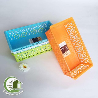 Rổ bông chữ nhật  Sao Sáng - rổ đựng mỹ phẩm, gia vị, chai lọ - 15cm x 28cm - màu ngẫu nhiên