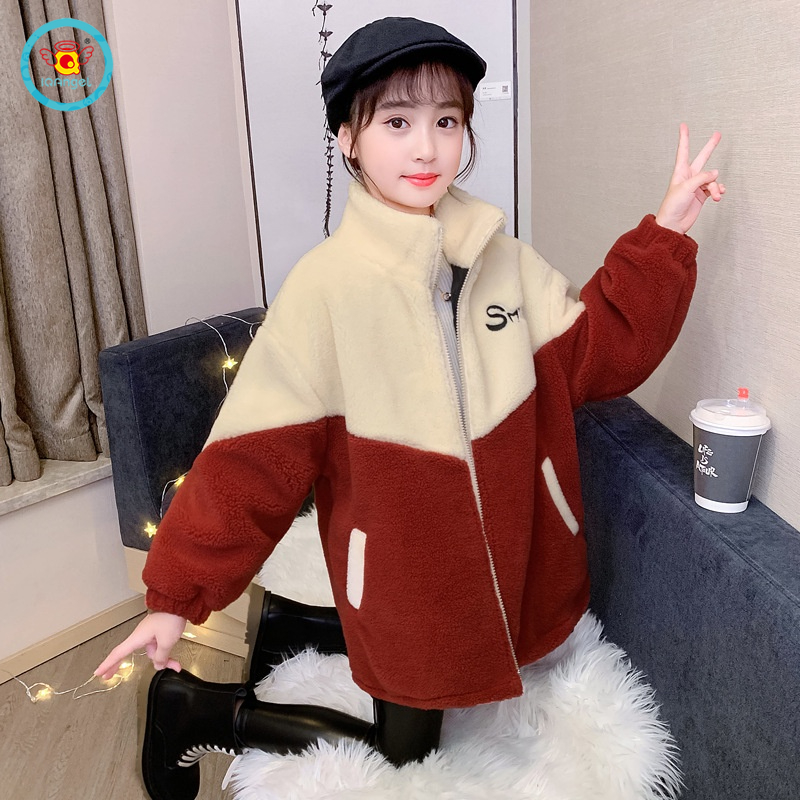 IQ Angel  Kids Mao Mao Áo Khoác cotton Lông Cừu Phiên Bản Hàn Quốc Cho Bé Trai Và Bé Gái áo khoác cho bé gái