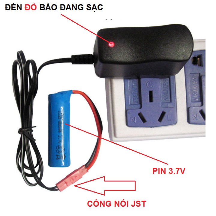 Củ sạc pin 3.7v cổng JST dùng sạc pin xe điều khiển, may bay điều khiển