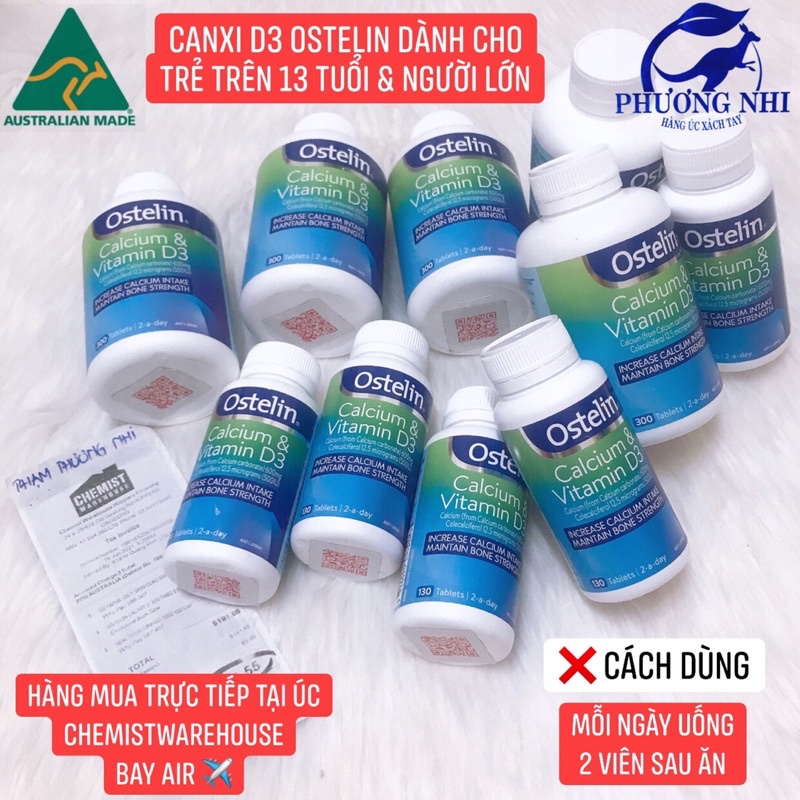 BILL MUA TẠI ÚC CHUẨN AIR - VIÊN UỐNG BỔ SUNG CANXI OSTELIN CALCIUM & VITAMIN D3