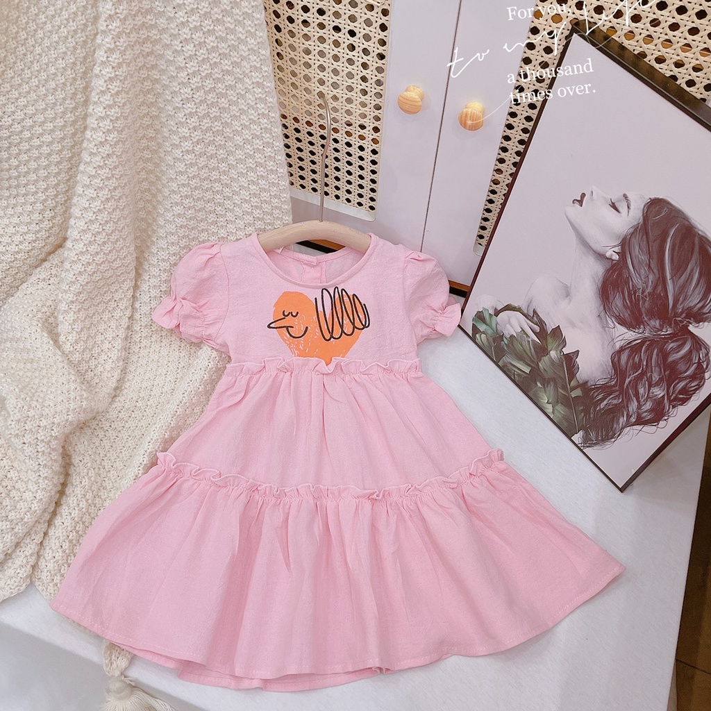 Váy bé gái đũi sần bèo 2 tầng tùng xòe rộng XHN955