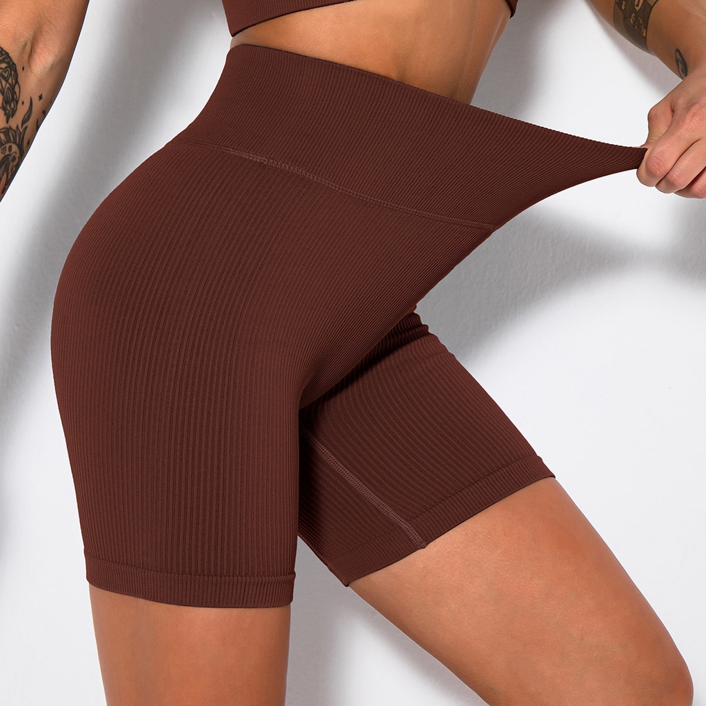Nessaj Quần Short Thể Thao Dệt Kim Nâng Mông Lưng Cao Không Đường May 11 Màu Sắc Dành Cho Nữ Tập Gym / Yoga